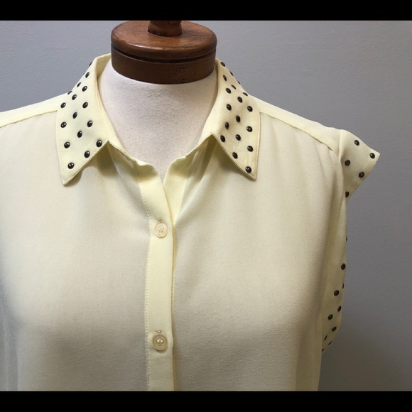 Yellow Sheer Studded Blouse - Picture 3 of 7